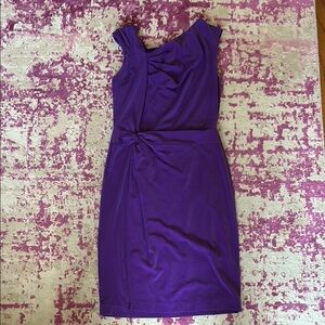 Eva Mendes Purple One Shoulder Ruched Cocktail Dress